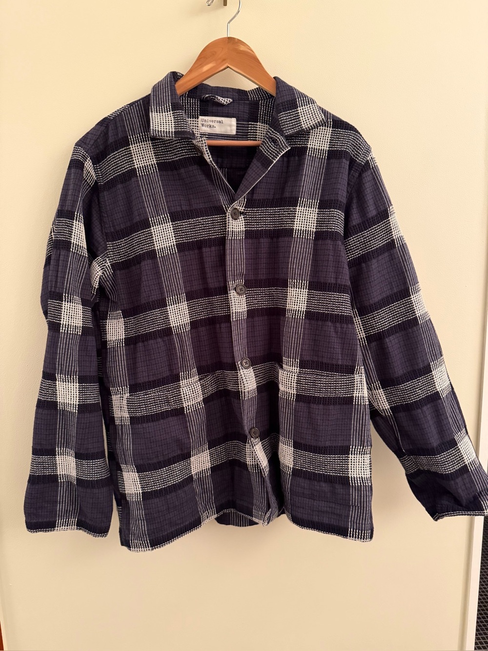 Universal Works / Men's Navy Plaid Button-Up Jacket